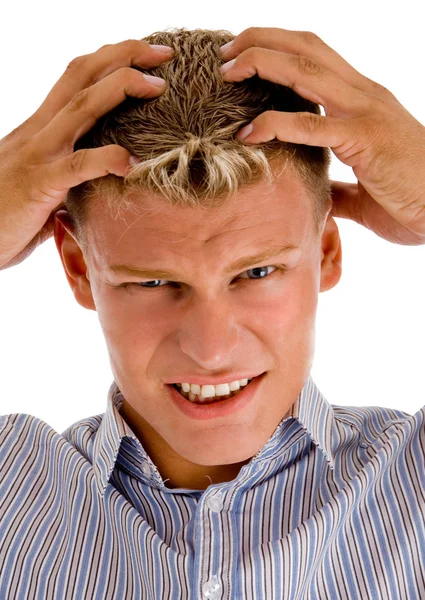 男性患头痛 — 图库照片
