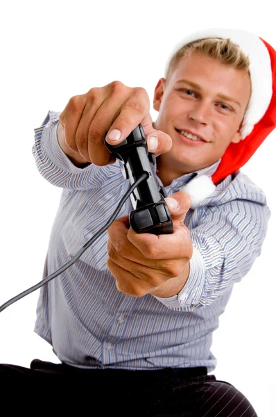 Young man playing video game — Stock Photo, Image