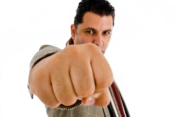 Caucasian man showing punch — Stock Photo, Image