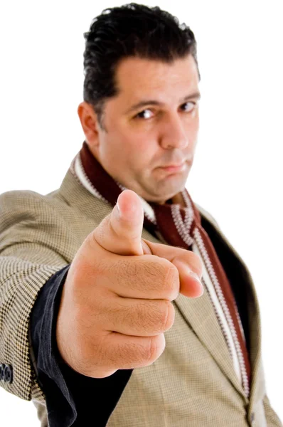 Adult man pointing finger at camera — Stock Photo, Image