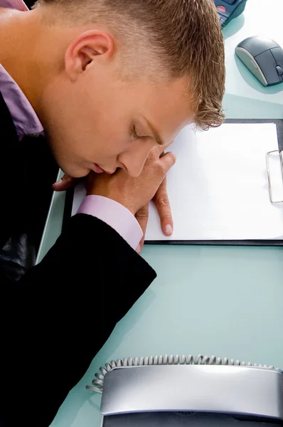 Close view of sleeping employee — Stock Photo, Image