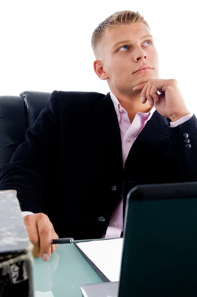 Young manager looking upside — Stock Photo, Image