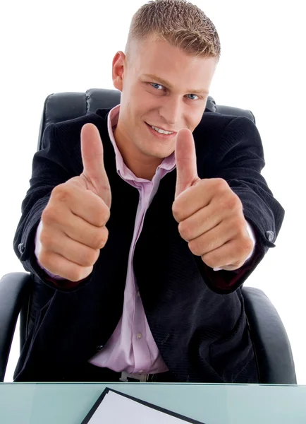 Businessman showing approval sign — Stock Photo, Image