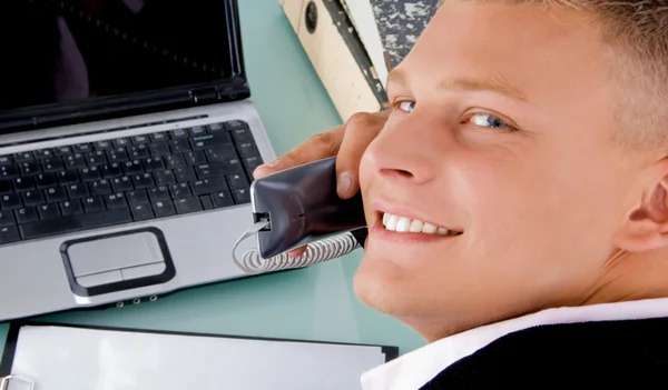 Lawyer on call in office — Stock Photo, Image
