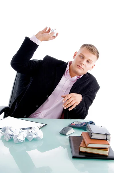 Manager throwing paper ball — Stock Photo, Image