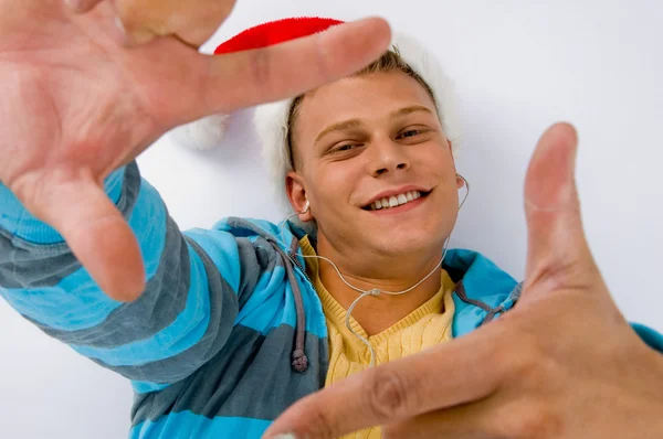 Homem mostrando emolduramento gesto mão — Fotografia de Stock