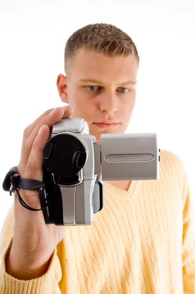 Young male with handy cam — Stock Photo, Image