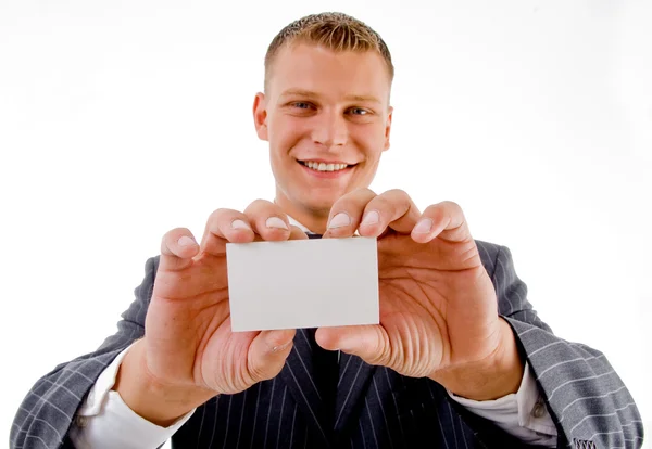 Professional holding business card — Stock Photo, Image