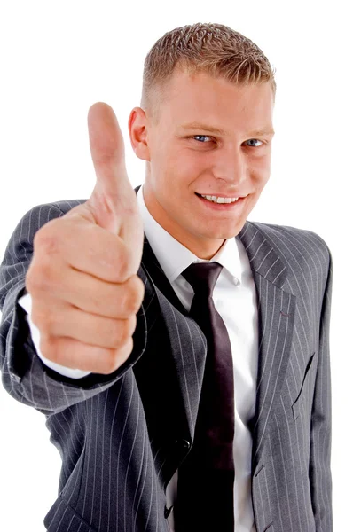 Молодой бизнесмен с большими пальцами вверх — стоковое фото
