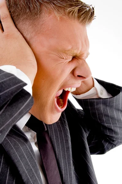 Gritando homem de negócios deprimido — Fotografia de Stock