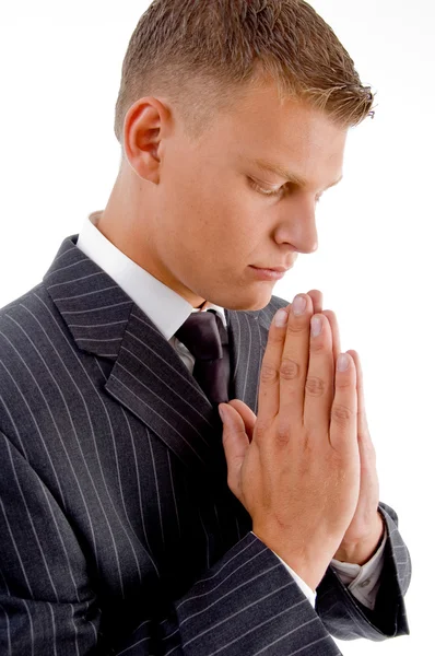 Posa laterale di pregando uomo d'affari — Foto Stock
