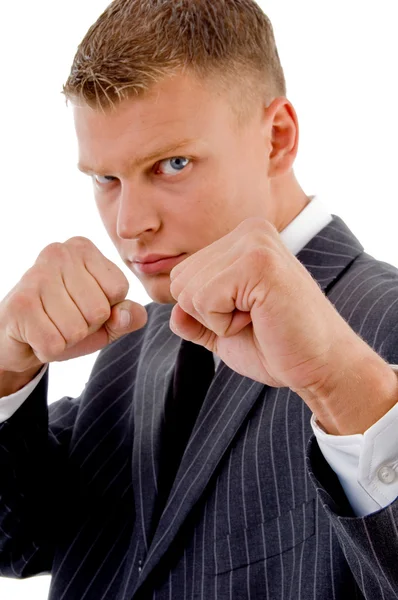 Professional showing boxing gesture — Stock Photo, Image