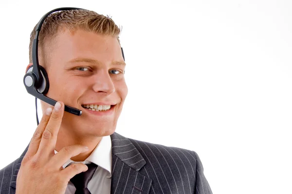 Dienstleister am Telefon beschäftigt — Stockfoto