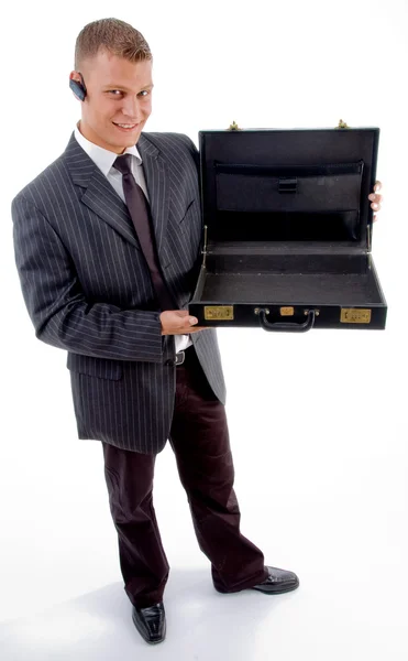 Young executive with empty handbag — Stock Photo, Image