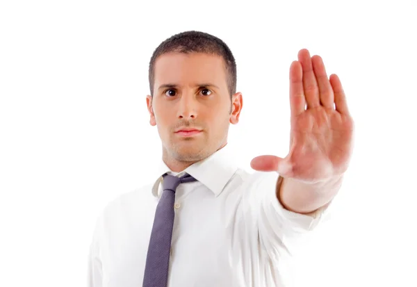Young professional showing stop gesure — Stock Photo, Image