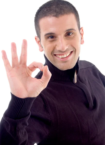 Young guy with okay hand gesture — Stock Photo, Image
