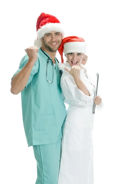Щасливі медичні працівники позують — стокове фото