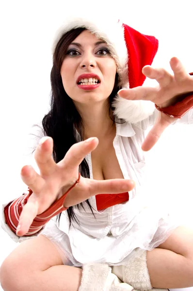 Christmas woman in anger — Stock Photo, Image