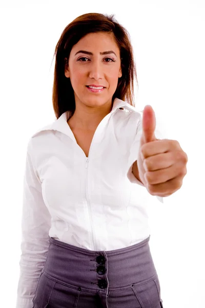 Portrait of executive with thumbs up — Stock Photo, Image
