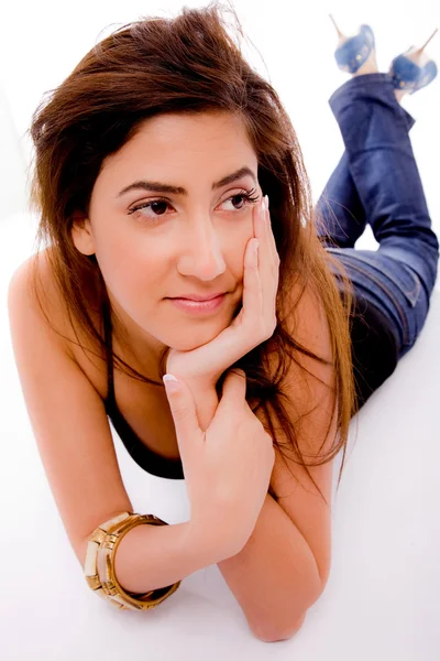 Smiling young female model looking aside — Stock Photo, Image