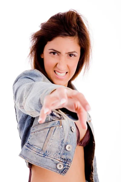 Portrait of young female in anger — Stock Photo, Image