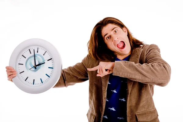 Cool guy with wall clock — Stock Photo, Image