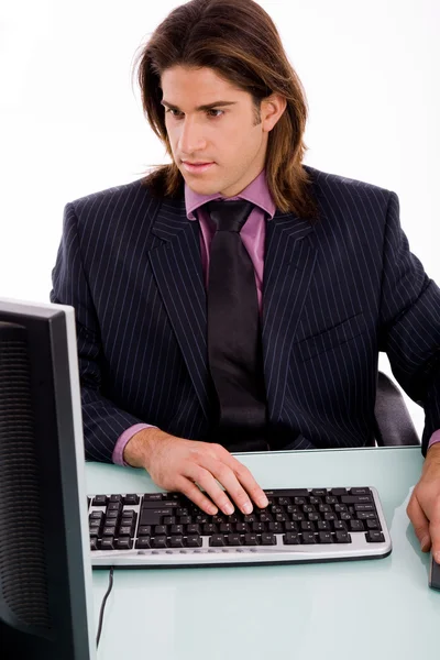 Homme d'affaires travaillant sur ordinateur — Photo