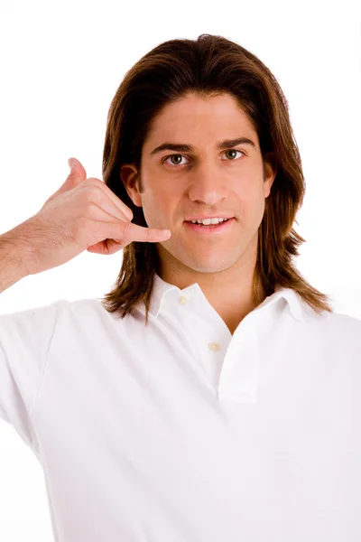 Retrato do homem em gesto telefônico — Fotografia de Stock