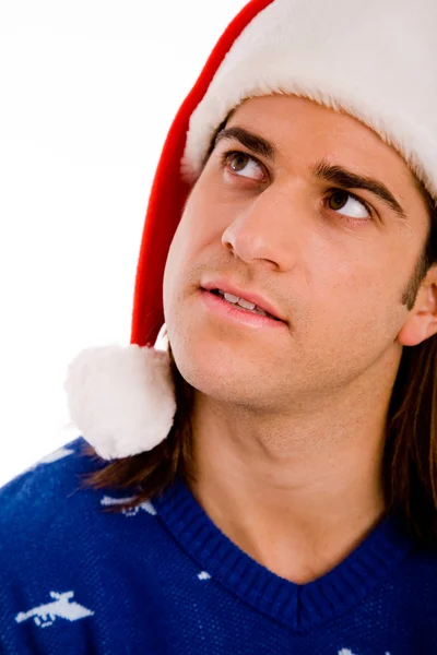 Άνθρωπος φορώντας καπέλο Χριστούγεννα — Φωτογραφία Αρχείου