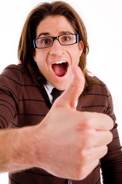 Šťastný muž s palec nahoru — Stock fotografie