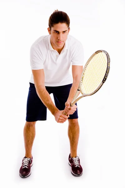 Jugador sosteniendo raqueta de tenis —  Fotos de Stock