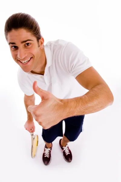 Tennis player with thumbs up — Stock Photo, Image