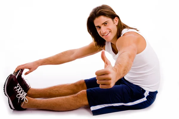 Başparmak yukarıya ile egzersiz erkek — Stok fotoğraf