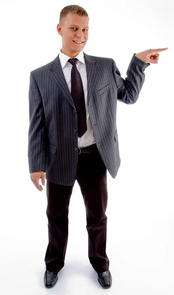 Standing pointing businessman — Stock Photo, Image