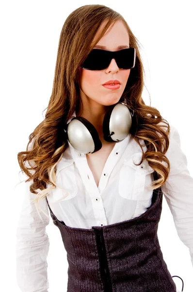 Young beautiful model with headphones — Stock Photo, Image