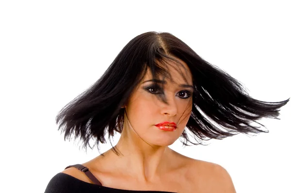 Retrato de mulher com cabelo esvoaçado — Fotografia de Stock