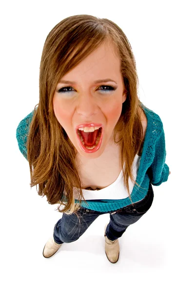 Top view of happy young woman — Stock Photo, Image