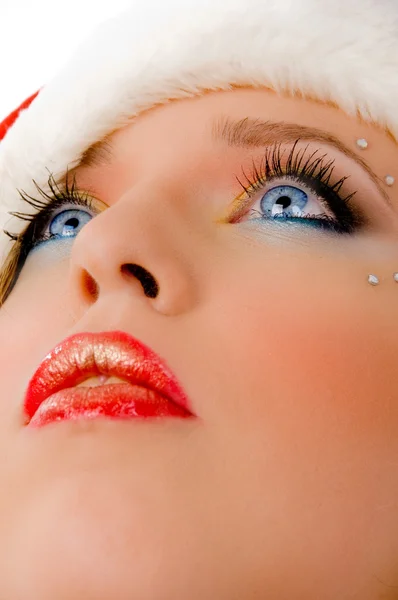 Femme de Noël levant les yeux — Photo