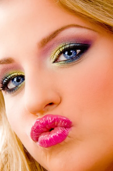 Attractive model giving kiss — Stock Photo, Image