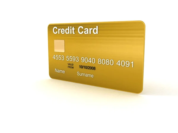 Cartão de crédito tridimensional dourado — Fotografia de Stock