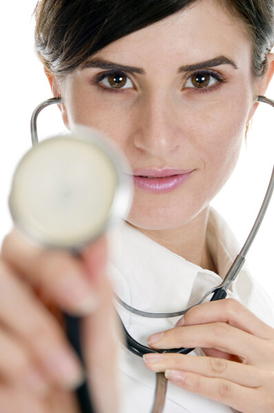 Lady doctor showing stethoscope