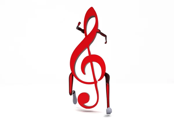 Nota musical vermelha dimensional Hree — Fotografia de Stock