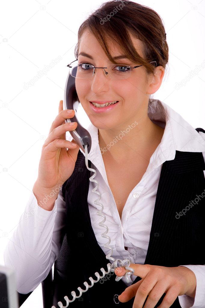 Female lawyer communicating on phone — Stock Photo © imagerymajestic