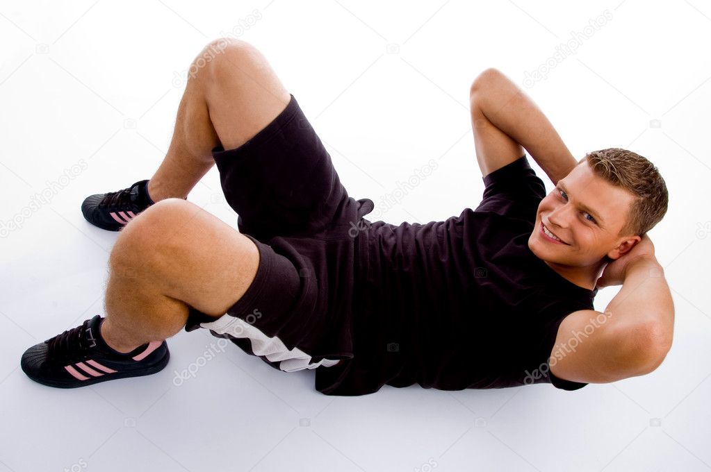 Muscular Man Doing Crunches Stock Photo Imagerymajestic 1353068