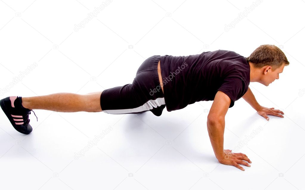 Young guy doing push ups