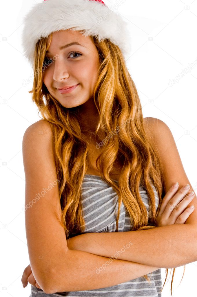 Charming young girl with folded hands