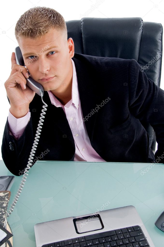 Ceo holding the phone receiver