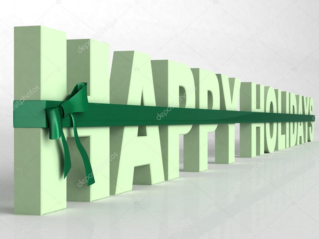 3d happy holidays text wrapped