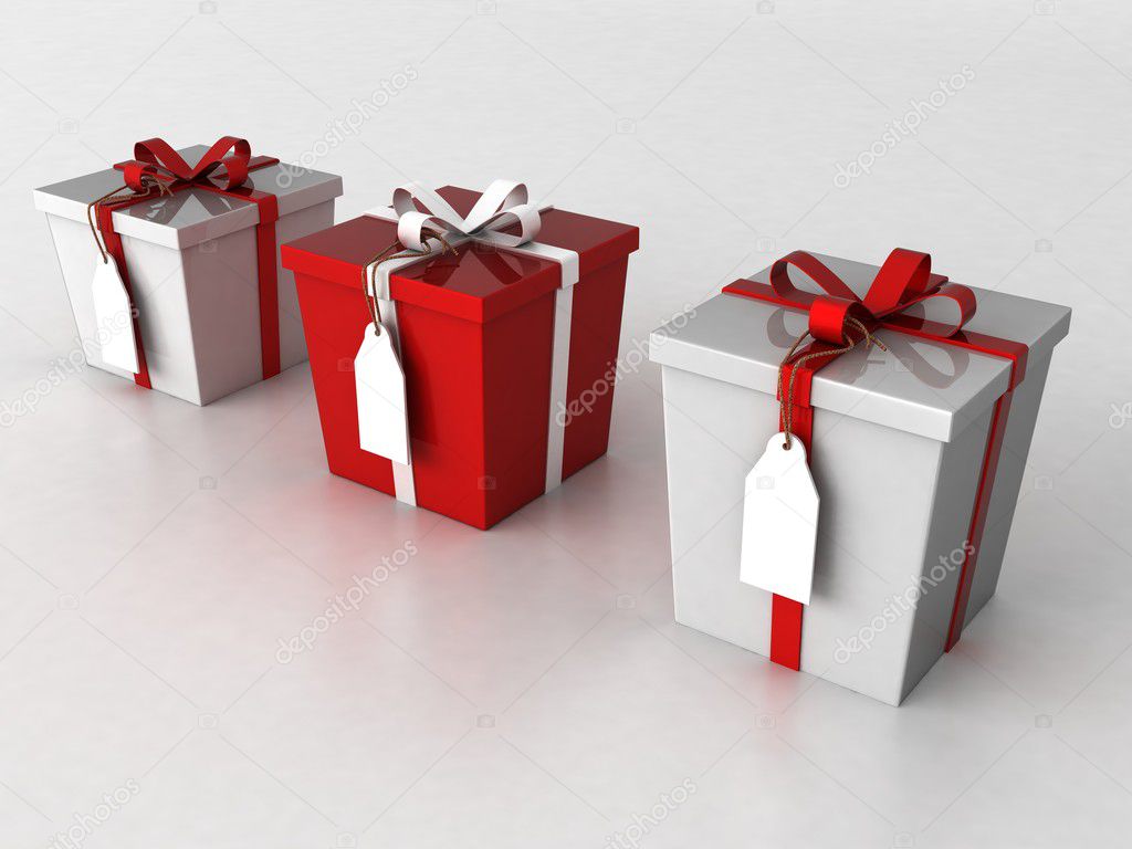 Three dimensional wrapped gift boxes