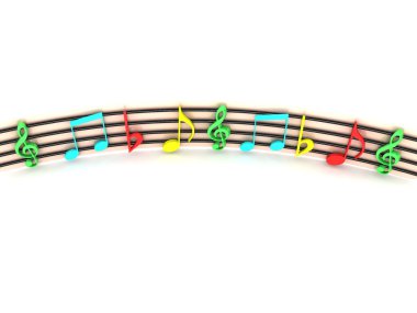3D renkli müzik notaları